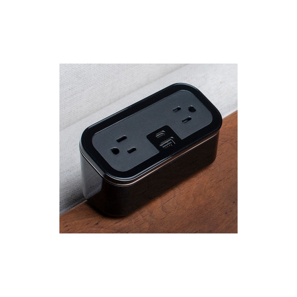 Brandstand CubieMini Charging Station, 2 Power Outlets, 2 USB Ports, Black